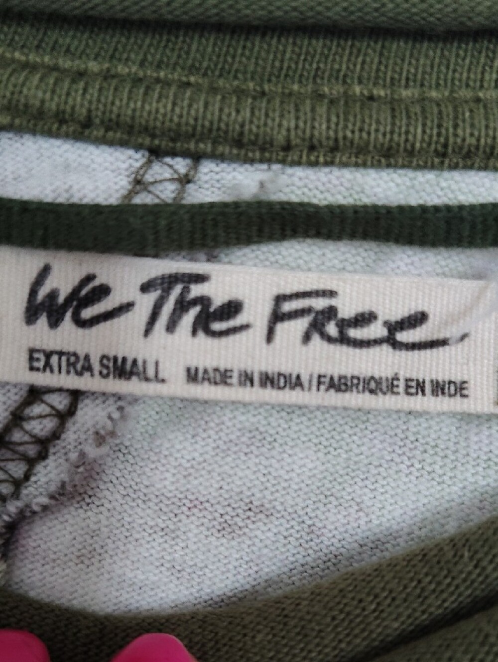 We The Free Patchwork Grunge Floral & Paisley Long Sleeve Top -Olive Green, Pink - Picture 3 of 5